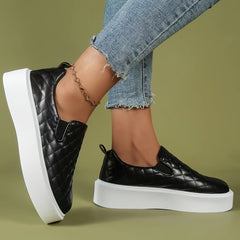 Women's Quilted Flat Loafers Slip-On Casual Shoes