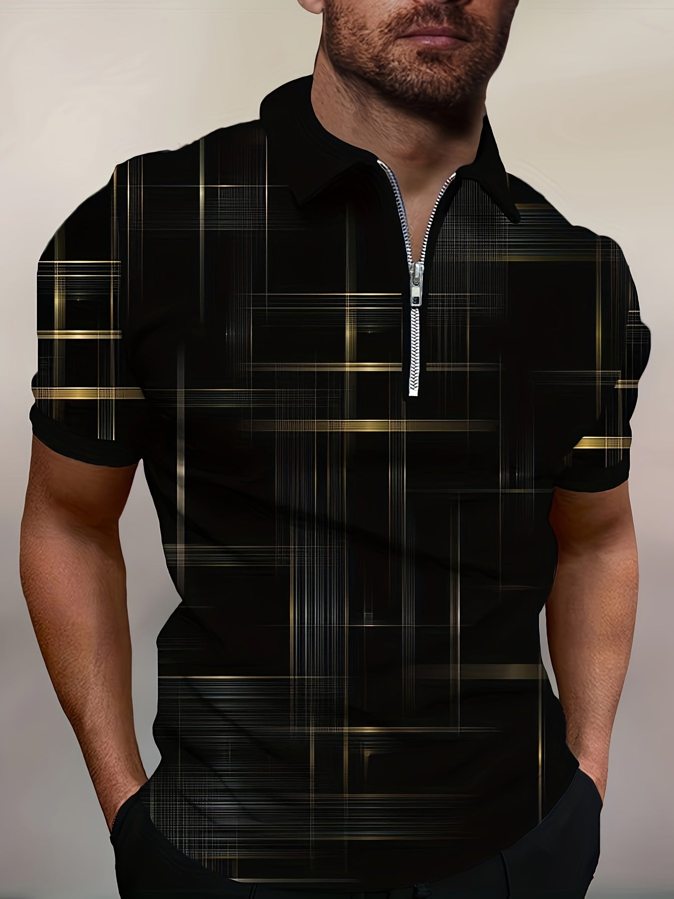 Men's Plaid Shirt Zipper Summer