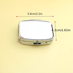 Iron Medicine Box with Mirror 2 Compartments Silvery Gray Single Packaging