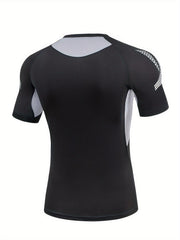 Men's Compression Shirt High Stretch Short Sleeve Top for Outdoor Fitness