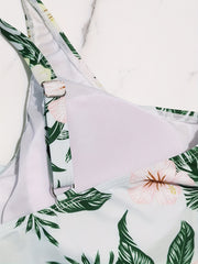 Floral Print Tankini Set Women's Cross Front V Neck Cami Top & Panty