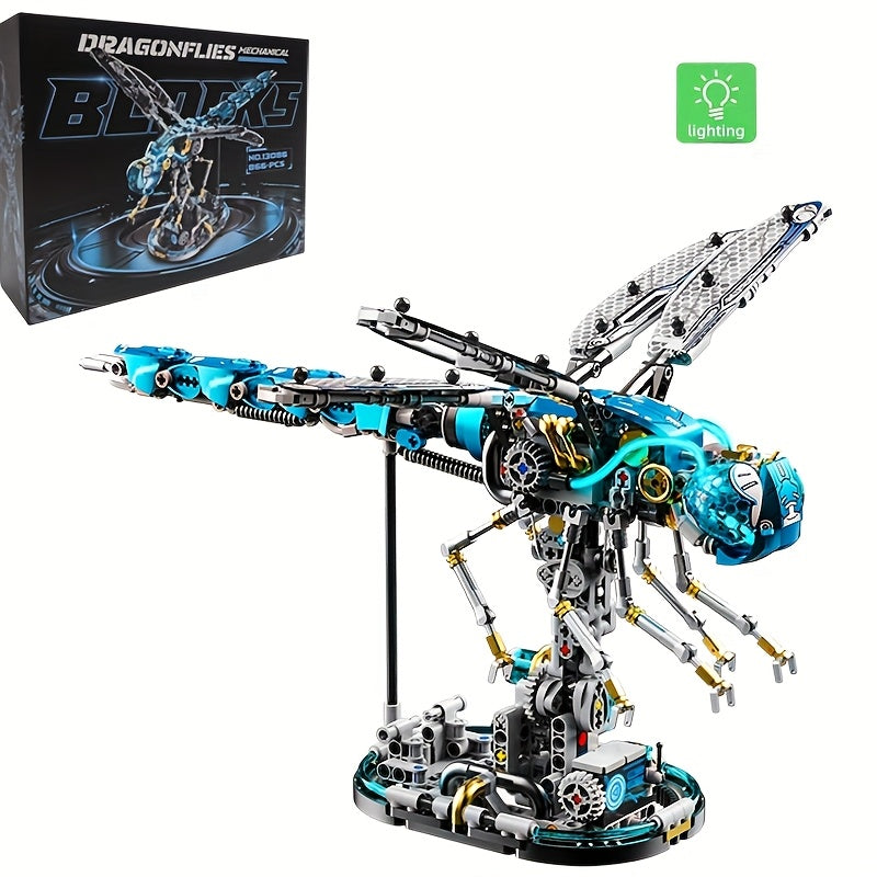 Mechanical Dragonfly Building Blocks with Light Insect Model Toy