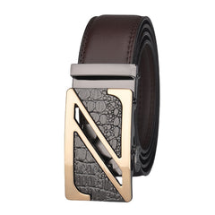 High end Letter Style Auto Buckle Men's Leather Belt