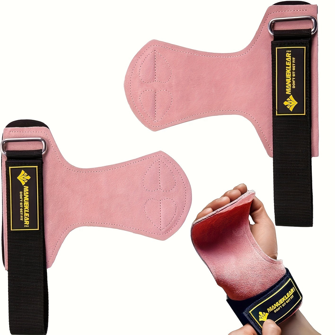 MANUEKLEAR Leather Weightlifting Wrist Straps - Support for Lifting