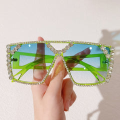 Rhinestone Decor Gradient Sunglasses for Her