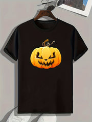 Halloween Pumpkin Print Men's Graphic T-shirt for Summer