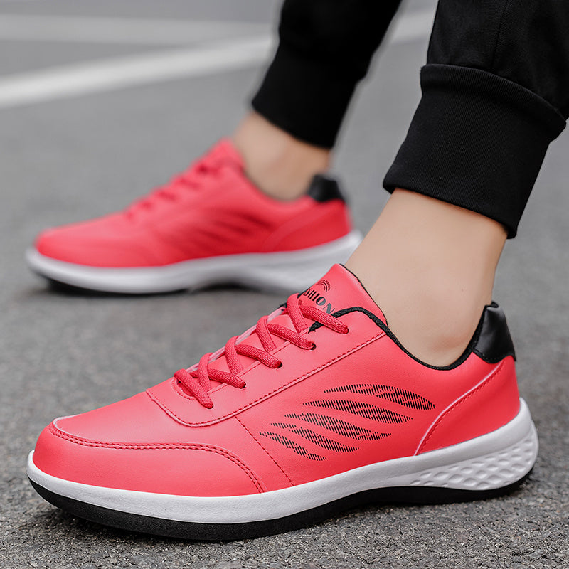 Men's Lace Up Running Sneakers Faux Leather Comfort Shoes