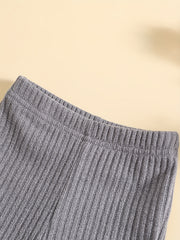 Toddler Girl's Frill Trim Bell Bottom Pants Pink Grey
