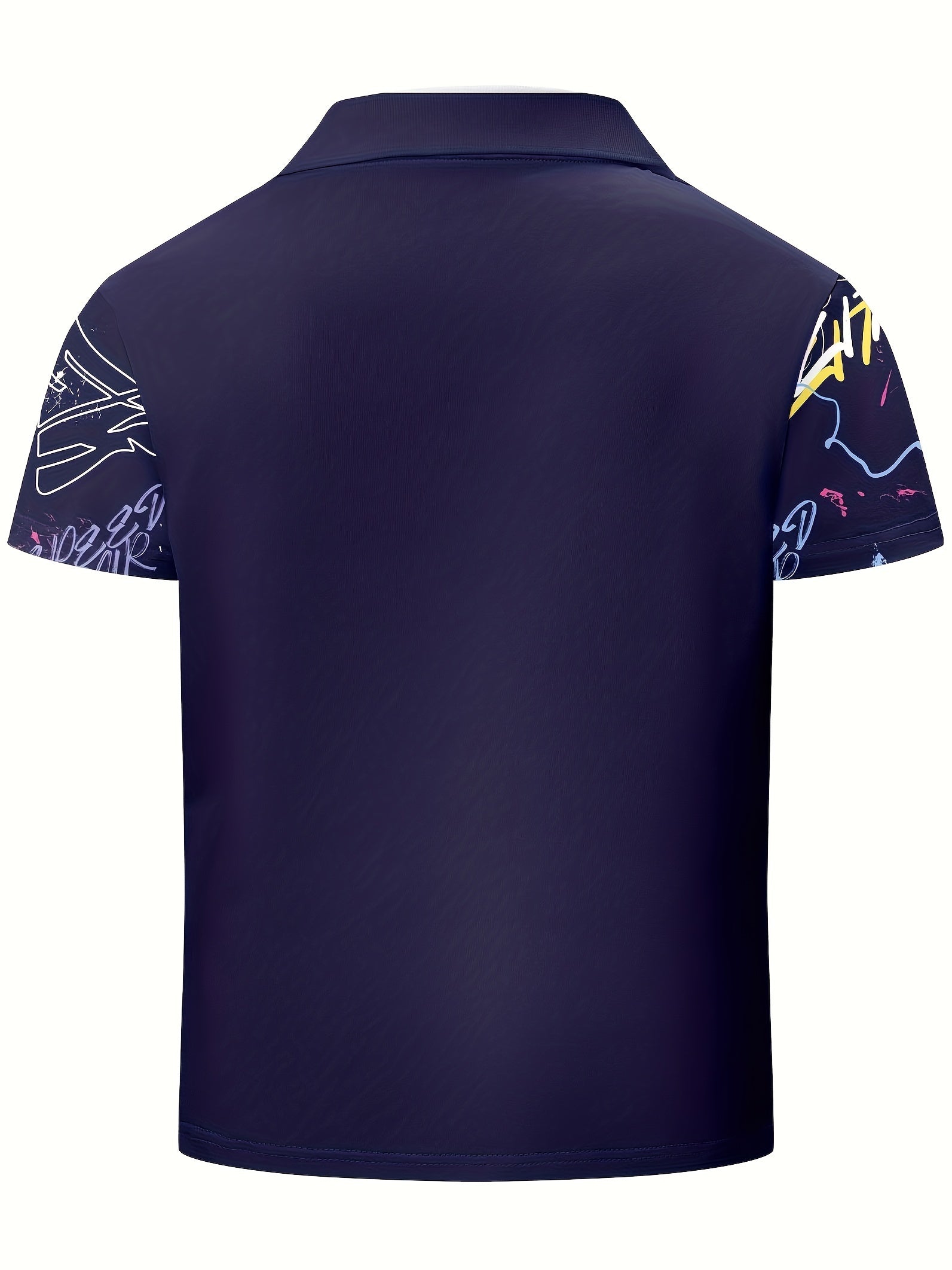 Graffiti Print Boys Creative Polo Shirt Casual Lightweight Short Sleeve Tee Tops