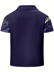 Graffiti Print Boys Creative Polo Shirt Casual Lightweight Short Sleeve Tee Tops