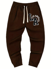Men's Letter Print Joggers Casual Loose Fit High Stretch Waist Pants