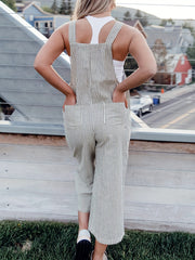 Stripe Print Wide Leg Crop Jumpsuit