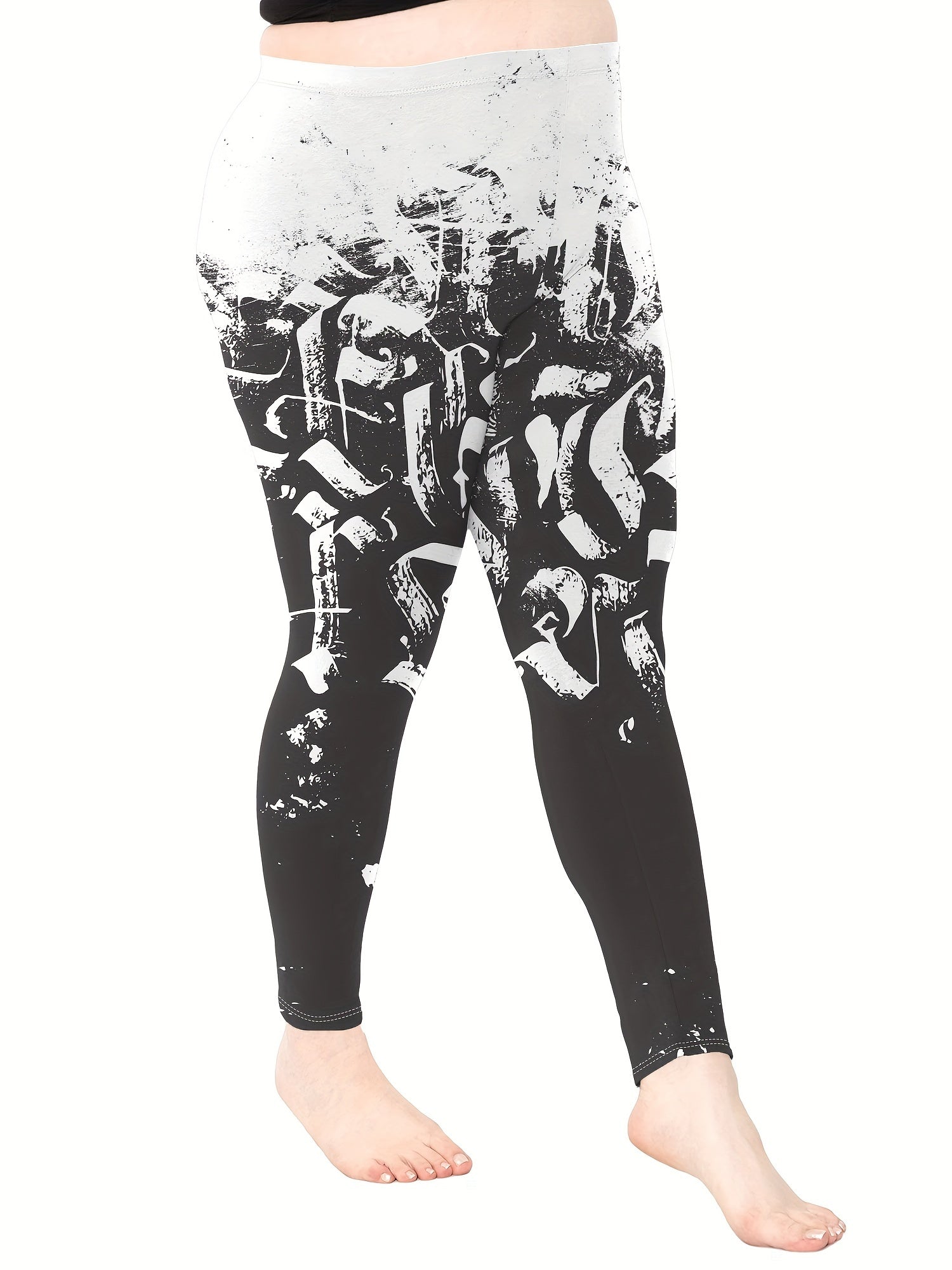 Colorblock Graphic Print Fitness Leggings