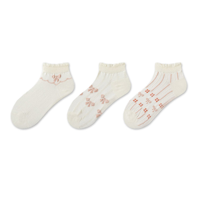 5 Pairs Sweet & Ruffle Low Cut Socks Women's Stockings & Hosiery