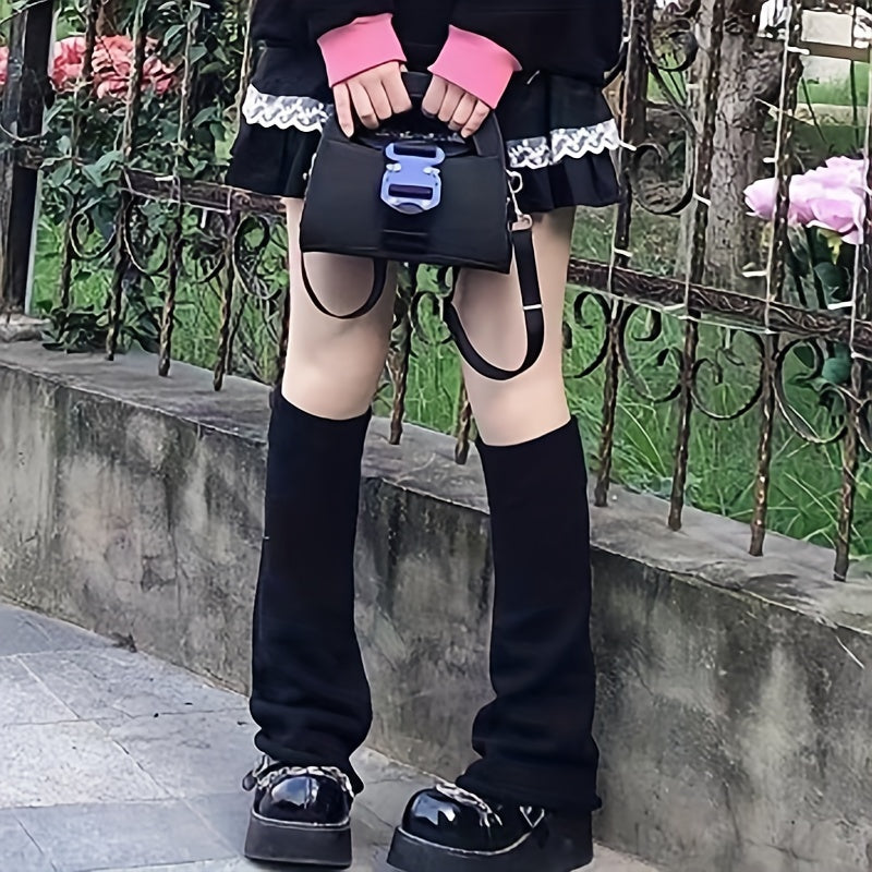 Solid Leg Warmers Knee High Socks Women's Stockings