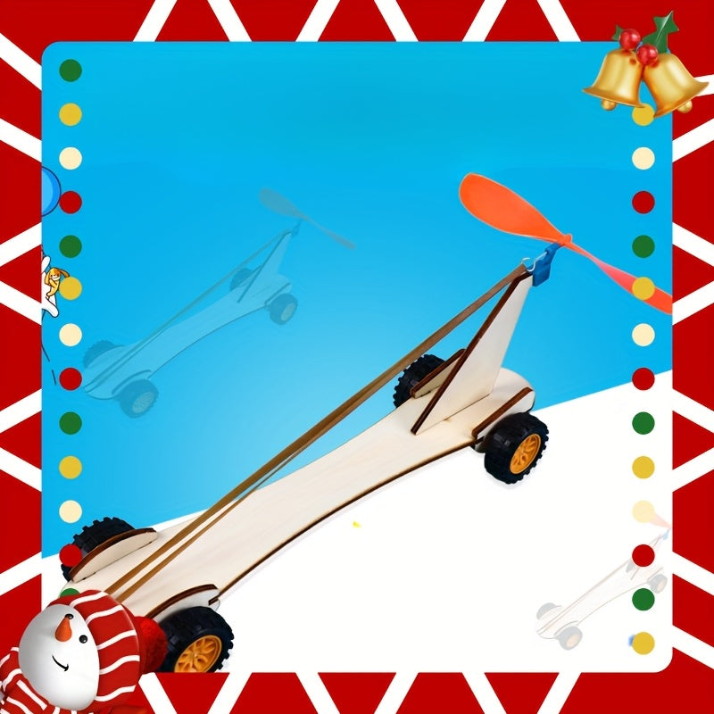DIY Wind Powered Mini Car Kit Educational Wooden Construction Set