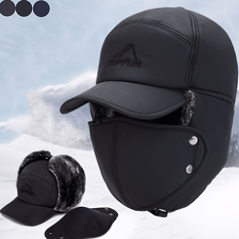 Trooper Hat Windproof Ear Protection Velvet Lined Warm Hat Winter Coldproof