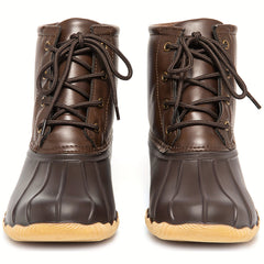 Thermal Waterproof PVC Duck Boots Lace Up Non Slip Snow Rain Boots