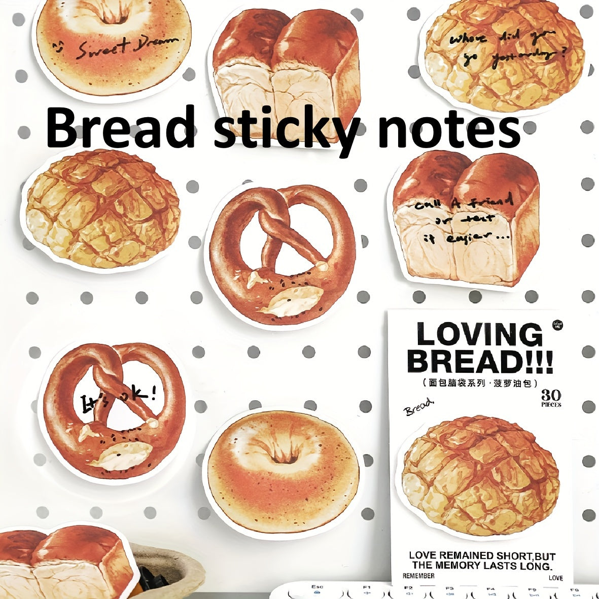 30pcs Bread Convenience Stickers Variety Creative Message Note Ledger Sticker