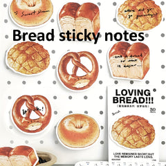 30pcs Bread Convenience Stickers Variety Creative Message Note Ledger Sticker