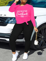 Women's Halloween Two Piece Set - Slogan Print Top & Leggings