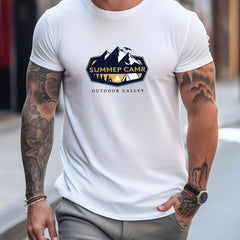 Camping Van Pattern Print Men's T-Shirt Graphic Tee Men's Summer Outdoor