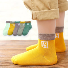 5 Pairs Toddler Crew Socks Number Print Boys Girls
