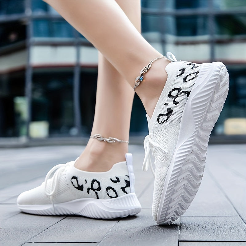 Leopard Print Sneakers Casual Lace Up Running Shoes