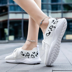 Leopard Print Sneakers Casual Lace Up Running Shoes