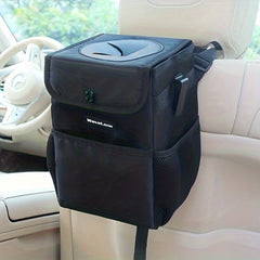 Leopard Print Car Seat Garbage Bin Foldable Trash Storage Pocket