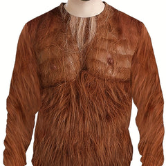 Funny Hairy Print Men's Crew Neck Long Sleeve Sweatshirt