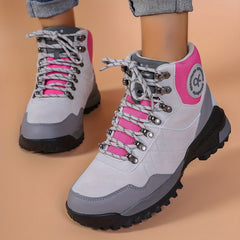 High Top Wear Resistant Hiking Boots Lace Up Thick Sole Trekking Shoes
