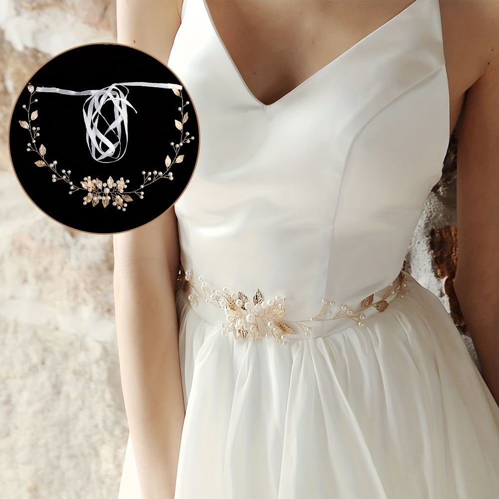 Faux Pearl Flower Wedding Belt Bridal Dress Waist Chain Sash Belt