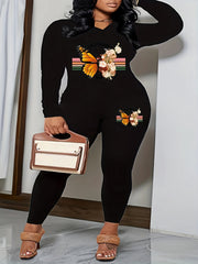 Halloween Two Piece Set Women's Skull Print Long Sleeve Casual Outfit