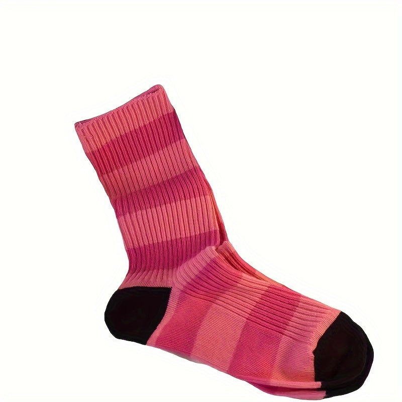 3 Pairs Crew Striped Casual Socks