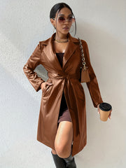 Solid Lapel Jacket Casual Open Front Long Sleeve Outerwear