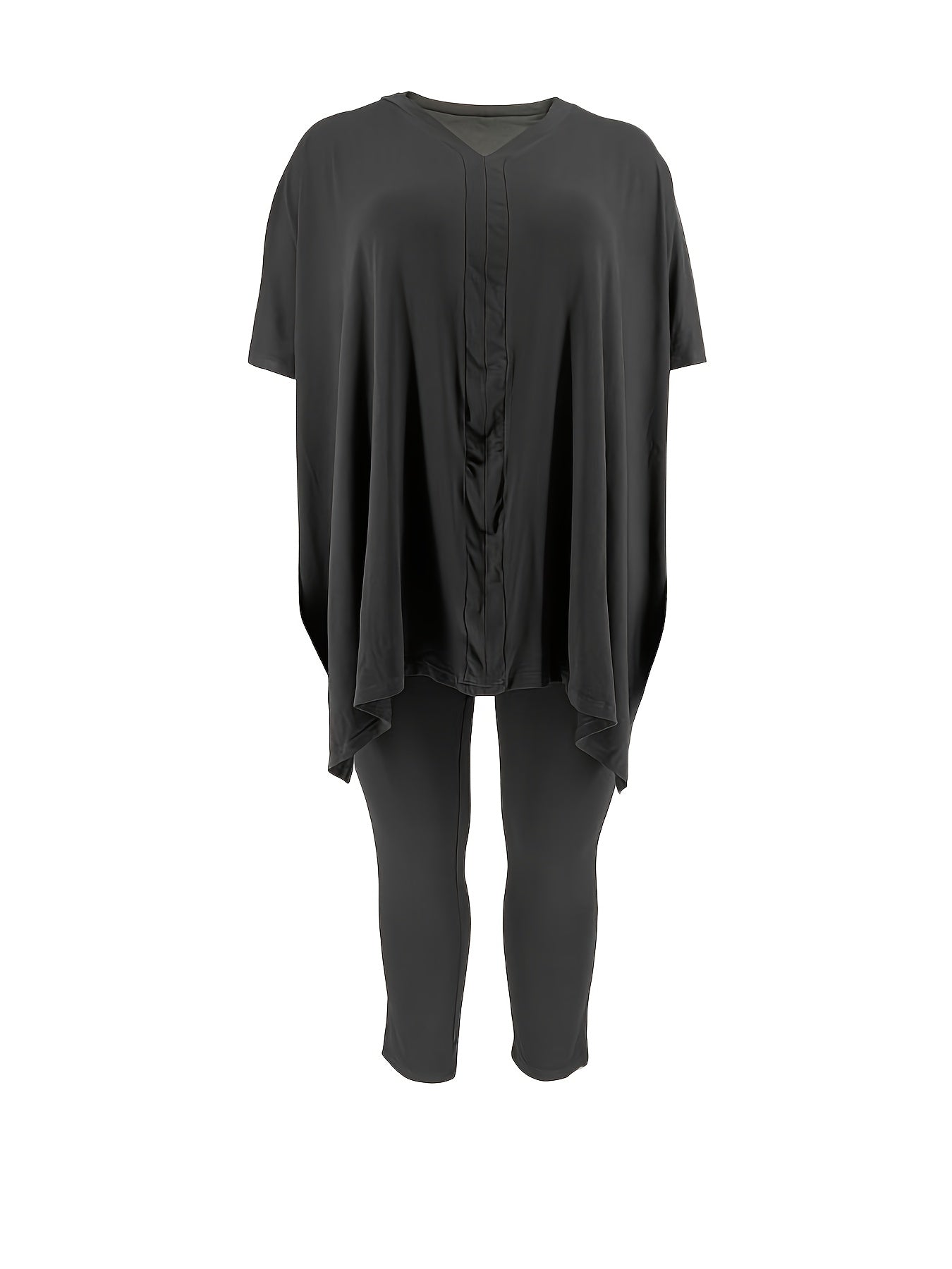 Solid Longline Tee & High Waist Legging Set Plus Size