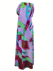 Women's Floral Print Off Shoulder Crop Top & Maxi Skirt Set
