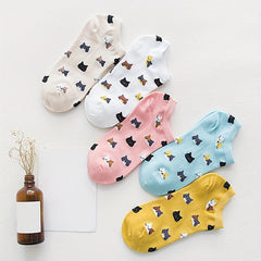 Cat Print Cartoon Socks & Ankle Socks Women's Stockings
