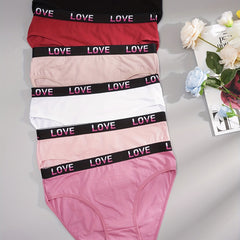 6pcs Letter Print Briefs Comfy Stretchy Panties Women's Lingerie