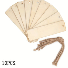 Wooden Bookmarks Wood Pendant Blank DIY Christmas Wedding Hemp Rope