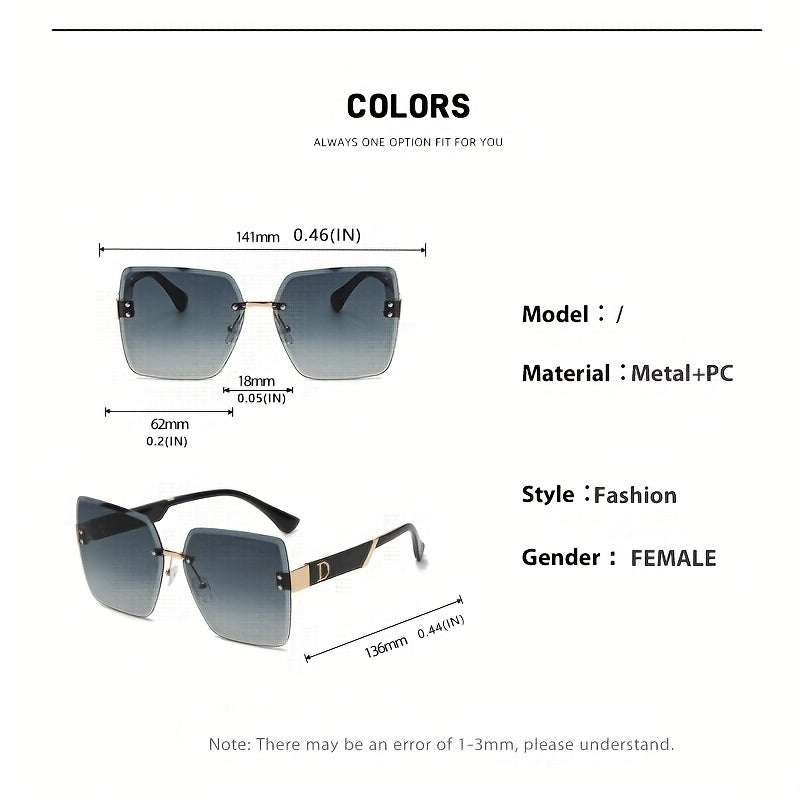 Square Rimless Sunglasses Gradient UV400