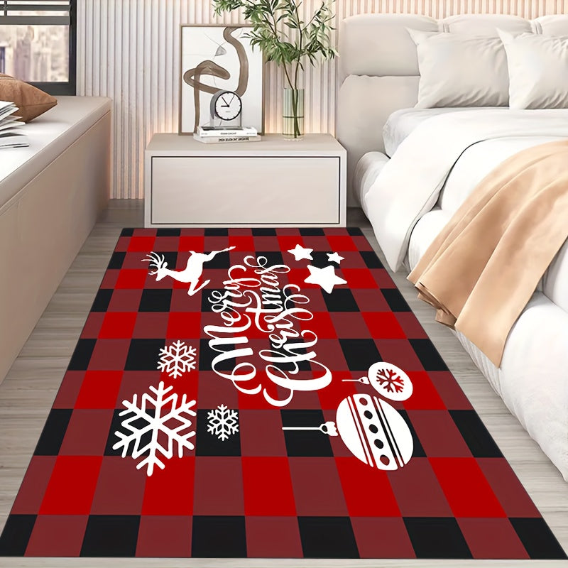 Christmas Elk Carpet Floor Mat Soft Non Slip Area Rugs Snowflake