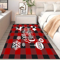 Christmas Elk Carpet Floor Mat Soft Non Slip Area Rugs Snowflake