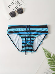 Men's Stripe Quick Dry Triangle Briefs Swimwear for Summer