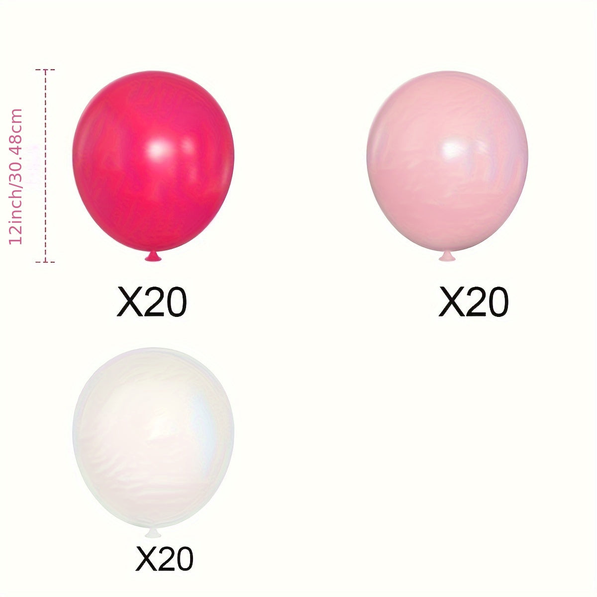 60pcs Pink Latex Balloons Wedding Birthday Anniversary Graduation
