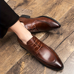 Men's Derby Shoes Lace up Front PU Leather Dress Shoes For Men