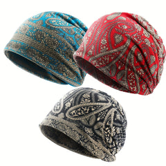 Boho Paisley Print Slouchy Beanie Hats Lightweight Chemo Cap