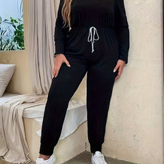 Casual Jumpsuit Women's Off Shoulder Long Sleeve Knot Jumpsuit