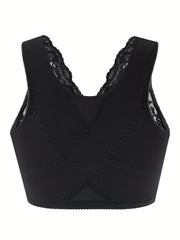 Lace Stitching Wireless Tank Bra Front Buckle Women's Lingerie